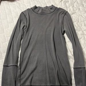 Free People Mockneck Shirt, medium, gray